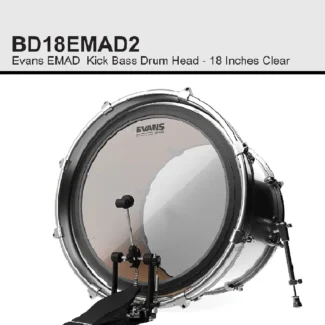 BD18EMAD2 Evans EMAD Kick Bass Drum Head - 18 Inches Clear