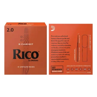 RCA1020 Rico Bb Clarinet Reeds Strength 20 10-pack