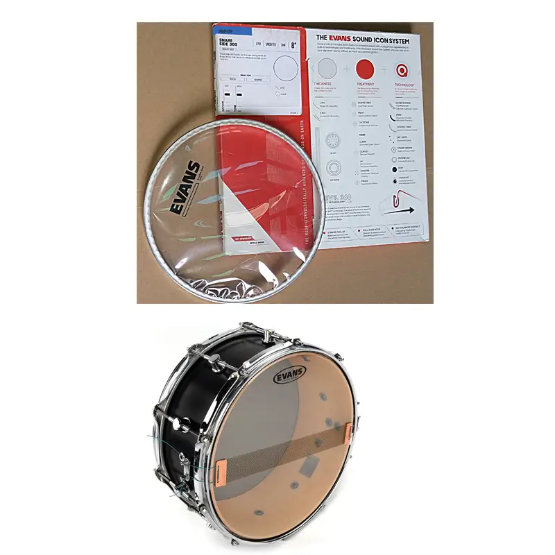 S08H30-Evans-Snare-Drum-Side-Hazy-300-8-inches-Clear