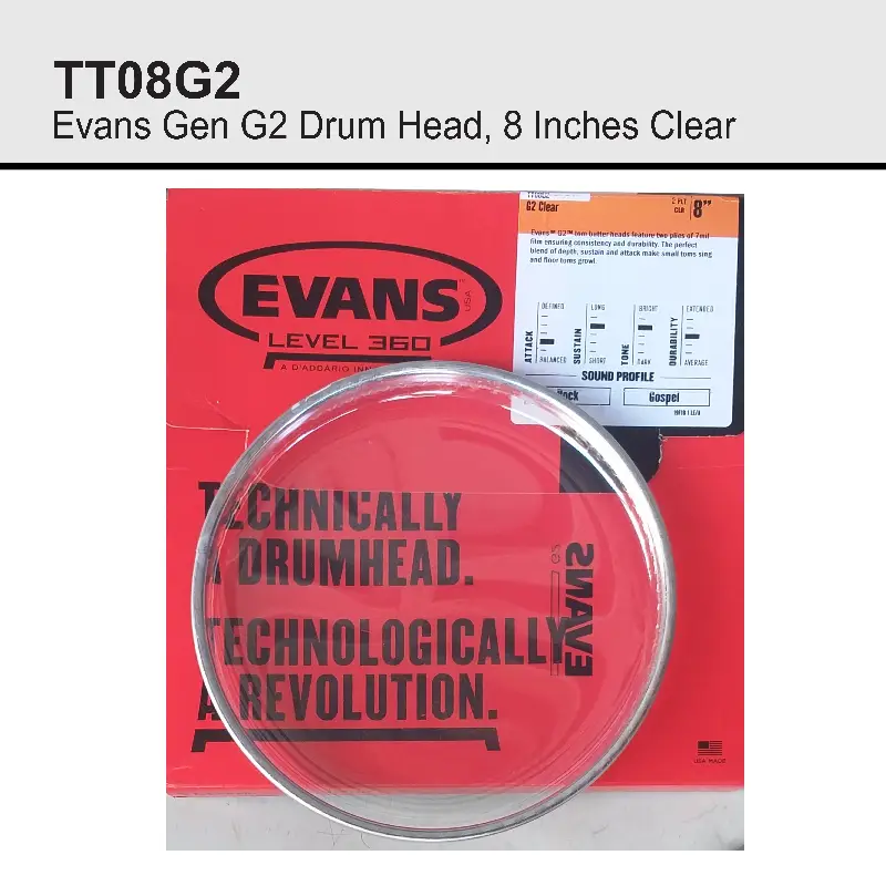 TT08G2 Evans Gen G2 Drum Head 8 Inches Clear