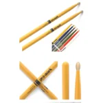 TX5AW YELLOW ProMark Classic Forward 5A Painted Yellow Hickory Drumsticks Oval Wood Tip One Pair