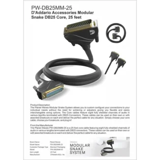PW-DB25MM-25 D'Addario Accessories Modular Snake DB25 Core, 25 Feet
