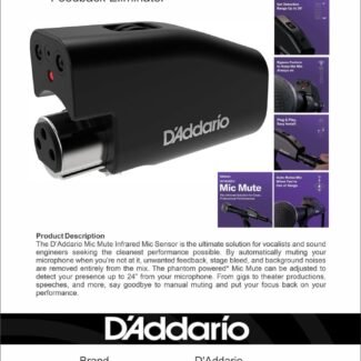 PW-IRMM-01 D'Addario Mic Mute Infrared Microphone Sensor Feedback Eliminator
