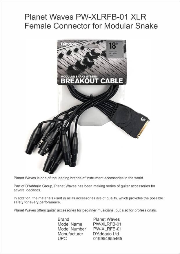 Plane Waves PW-XLRFB-01 XLR Female Connector For Modular Snake