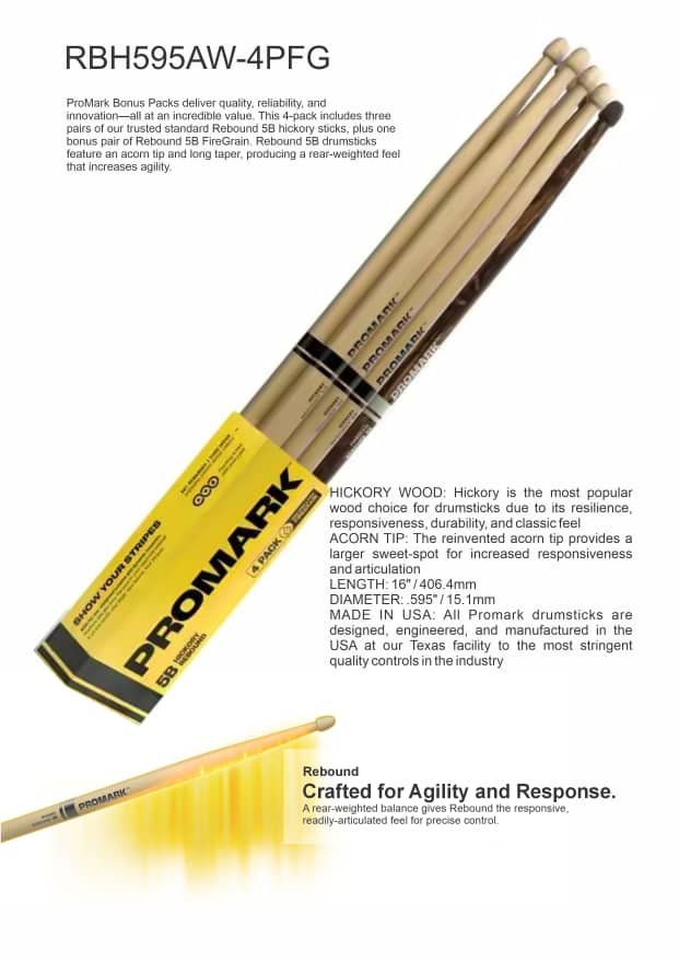 RBH595AW-4PFG ProMark Drum Sticks