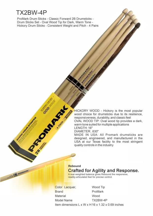 TX2BW-4P ProMark Drum Sticks