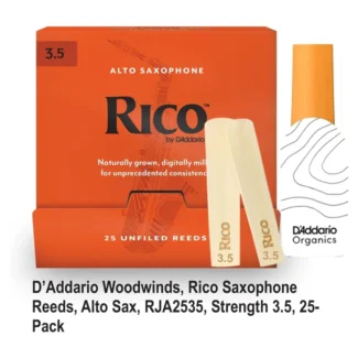 D’Addario Woodwinds, Rico Saxophone Reeds, Alto Sax, RJA2535, Strength 3.5, 25- Pack