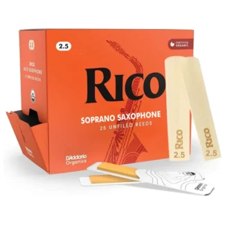 Rico Organic Bb Clarinet Reeds, Strength 2.5, 25 Pack