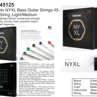 NYXL45125 DAddario NYXL Bass Guitar Strings thex