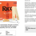 Rico Organic Bb Clarinet Reeds, Strength 3.0, 25 Pack