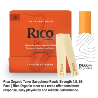 D’Addario Woodwinds Alto Saxophone Reeds, #1.5, 25-Count Single Reeds