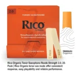 Rico Organic Alto Saxophone Reeds, Strength 2.0, 25 Pack